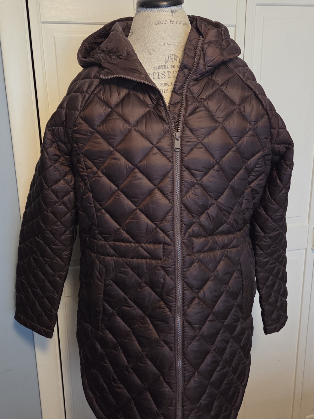 Athleta Quilted Hooded Puffer Jacket - Chocolate Brown - Picture 5 of 11